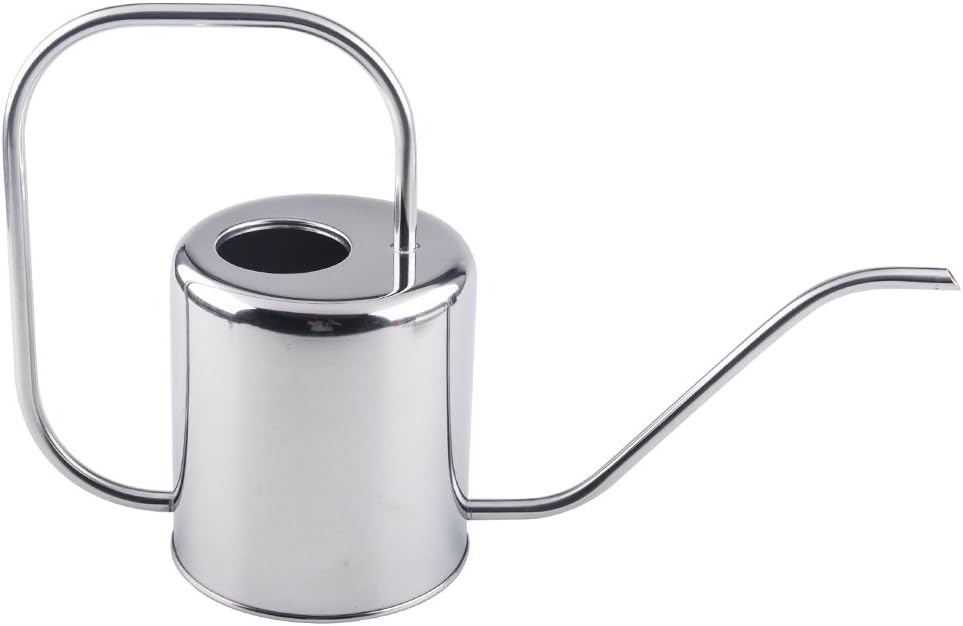 Fasmov 51 Oz Stainless Steel Watering Can Modern Style Watering Pot, Watering Can with Long Spout for Easy Pour, Water Outdoor Garden, Indoor Plant (Silver)