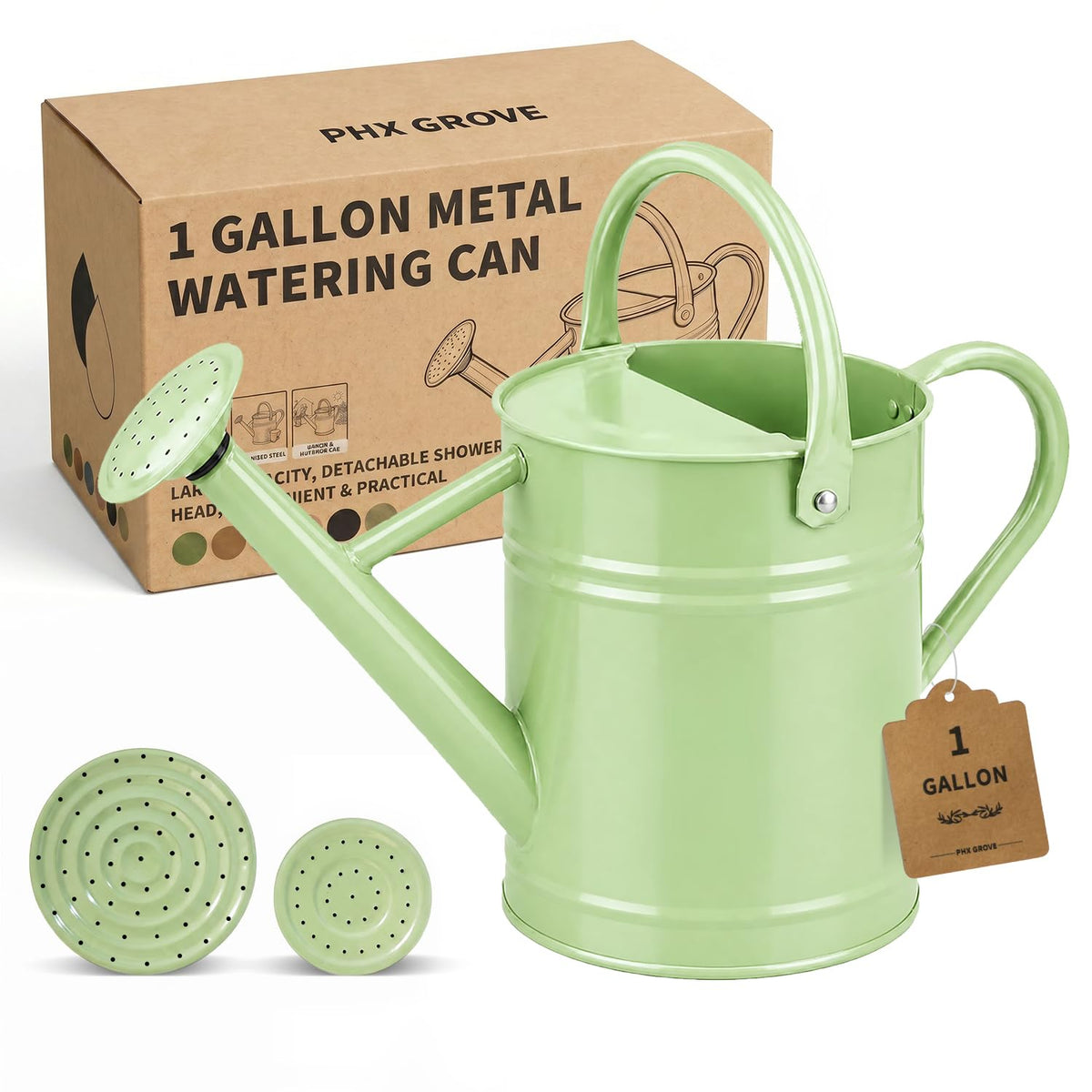1 Gallon Metal Watering Can for Indoor Outdoor Plants, Pink