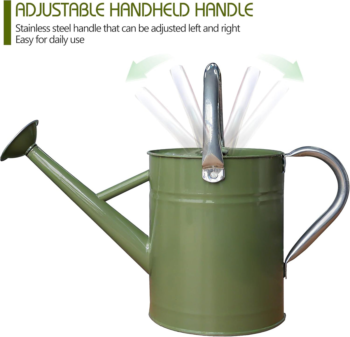 Metal Watering Can, 1 Gallon for Outdoor Garden Plants,EGreen