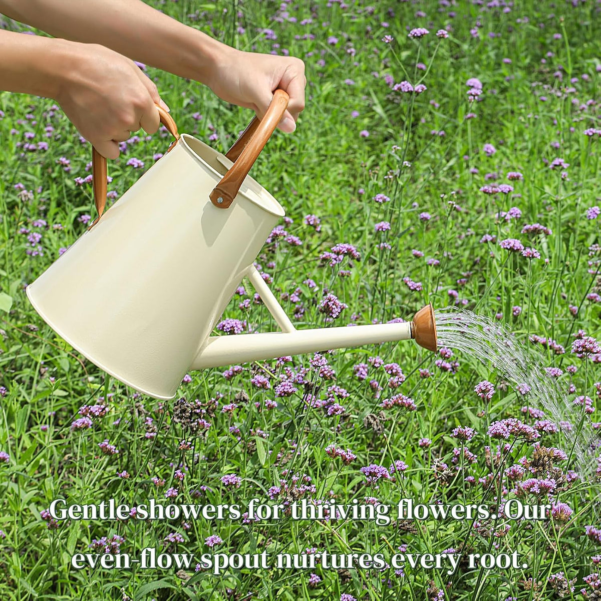 Metal Watering Can with Removable Spout, 1.5 Gallon Large Watering Cans for Plants, Galvanized Steel Gardening Water Can for Indoor & Outdoor Use, Watering Pot with Ergonomic Movable Handle(White)