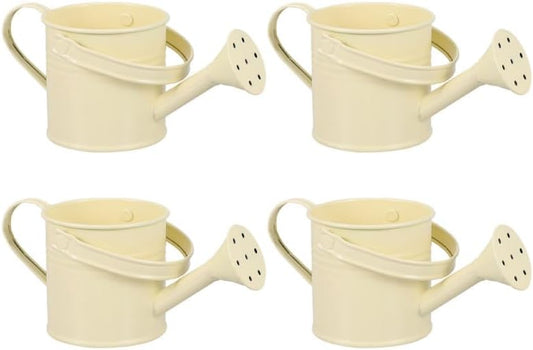 KALLORY 4Pcs Beige Metal Watering Can Set, Small Indoor Plant Watering Can