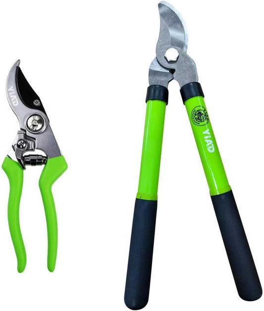 YIAD High Carbon Steel Pruning Shears Loppers Set, Bypass Garden Clipper