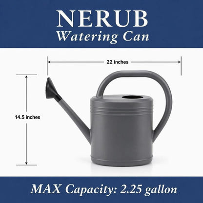 NERUB 2 Gallon Watering Can for Outdoor Plants, Large Garden Watering Can with Long Spout and Removable Stainless Steel Sprinkler Head, Plastic Water Can for Patio, Greenhouse and Flowers