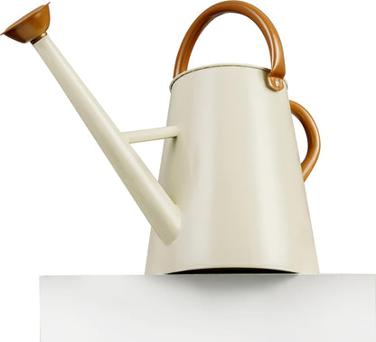 Metal Watering Can with Removable Spout, 1.5 Gallon Large Watering Cans for Plants, Galvanized Steel Gardening Water Can for Indoor & Outdoor Use, Watering Pot with Ergonomic Movable Handle(White)