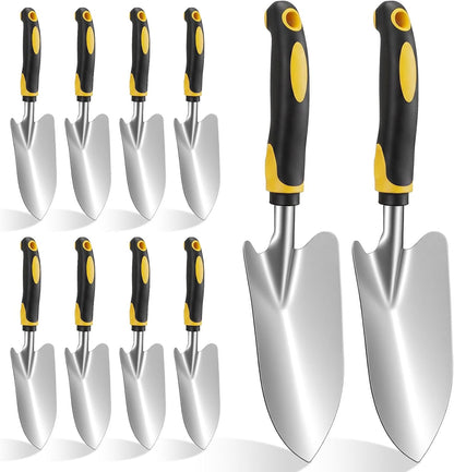 10 Pcs Garden Trowel Set Heavy Duty Garden Shovel Stainless Steel Hand Shovel with PP Rubber Handle for Digging Planting Weeding Transplanting 12.8 x 3.4 Inch