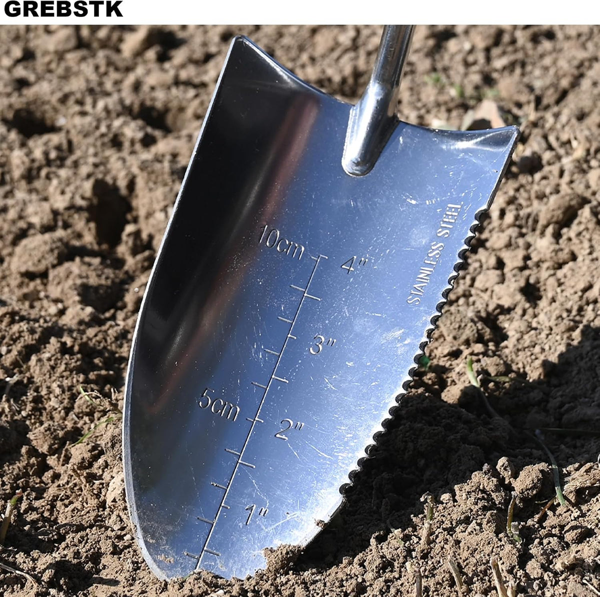 GREBSTK Gardening Serrated Shovels Stainless Steel Transplanter Garden Trowel Depth Marker Measurements Shovel Weeding Tool
