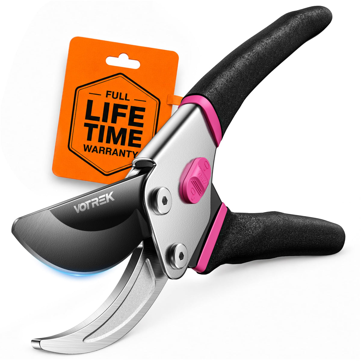 Bypass Pruning Shears, 8.5" Jam-Proof Spring Clippers for branches